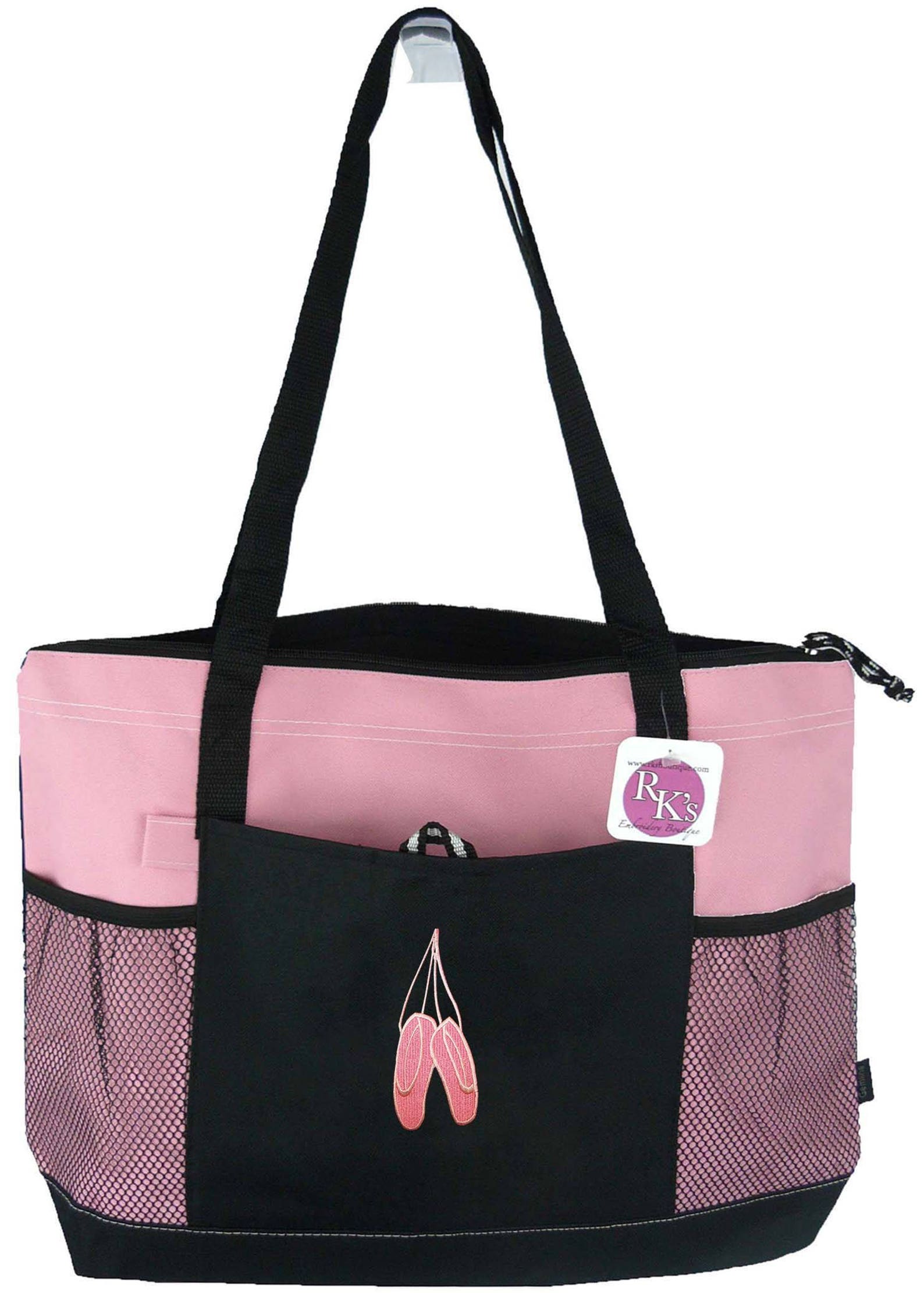 ballet shoes monogram bag gemline select zippered tote ballerina dancer + free name custom embroidered instructor gift