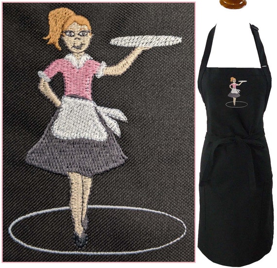 Retro Waitress Custom Embroidered Apron Youth or Adult Size Restaurant Diner + Free Name