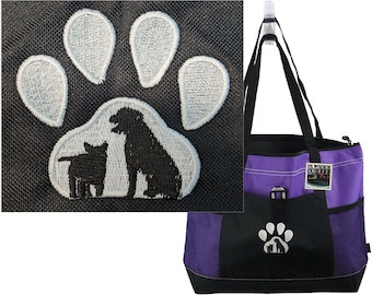Paw Print Dog Cat Monogram on Bag Personalized Zipper Tote Embroidered Custom Pet Groomer