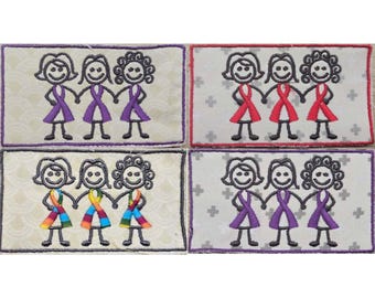 Awareness Ribbon Women Embroidered Patch Sew-on, Iron On or Hook & Loop Homemade Purple Red or Rainbow