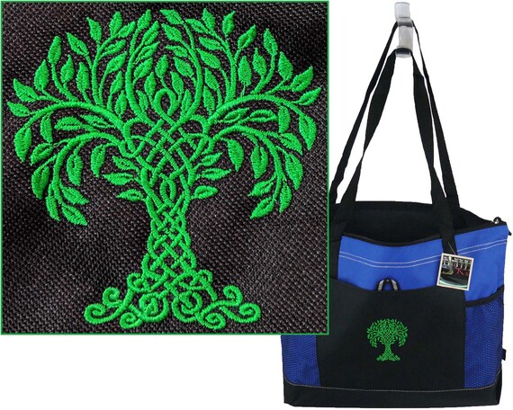 Celtic Tree Gemline Select Zippered Tote Bag Monogram Irish Ireland + Free Name Custom Embroidered Il_570xn