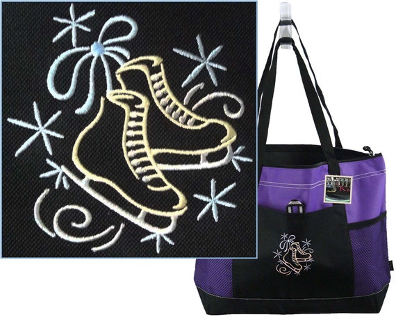 Ice Skates Monogram Gemline Select Zippered Tote Bag Coach Gift + Free Name Custom Embroidered Il_570xn