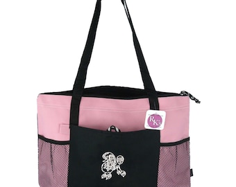 Embroidered French Poodle Tote Bag: Zippered Gemline Select, Custom Monogram