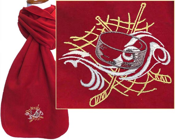 Hockey Sticks & Puck Warm Fleece Scarf Monogram Custom Embroidered + Free Name Il_570xn