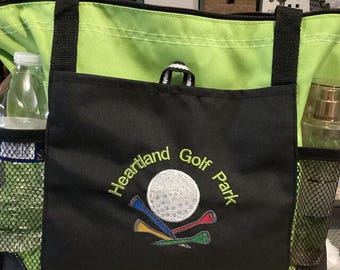 Golf Ball & Tees Monogram Bag Gemline Select Zipper Tote Custom Embroidered Golfing Tournament + Free Name