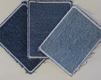 Denim Upcycled Patches Blank or Printed | Sew on, Heat Bond or Hook & Loop