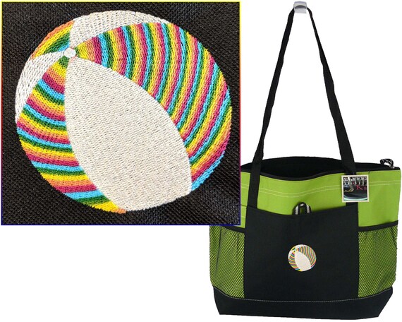 Beach Ball Embroidery on Zipper Bag With Personalized Monogram Summer Pool Vacation Custom Made Gemline Select Tote Travel Gift Etsy