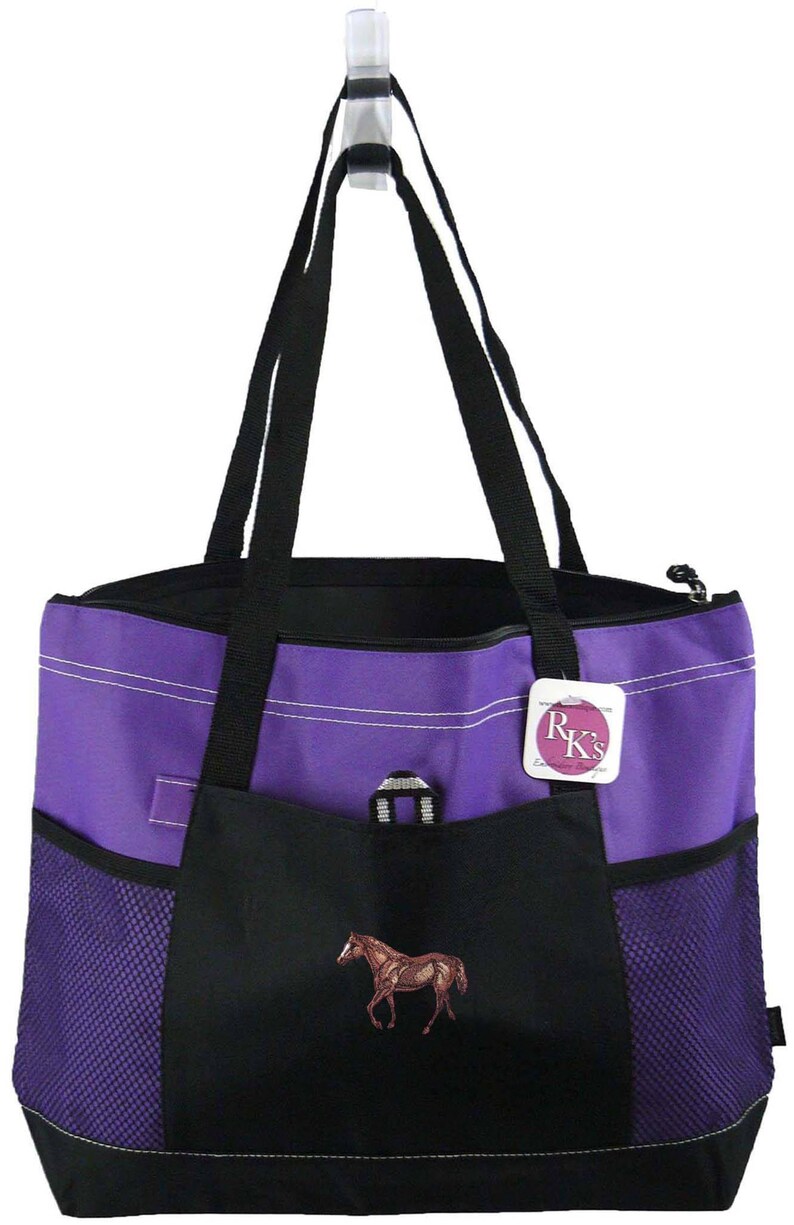 Name Custom Monogram Embroidered Graceful Quarter Horse Monogram Bag Gemline Select Zippered Tote