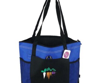Vegetable Garden Embroidery Bag Farmer Gemline Select Zipper Tote Root Vegetables Custom Monogram