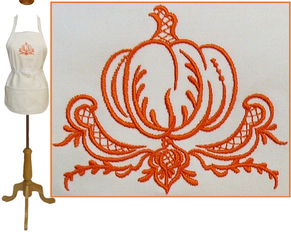 Pumpkin & Monogram Swirls Apron Youth Child or Adult Size Fall Autumn Harvest Custom Embroidered Art Smock Il_570xn