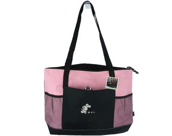 Running Bunny Rabbit Tote Bag Embroidered Personalized Gemline Select Zipper Custom Monogram