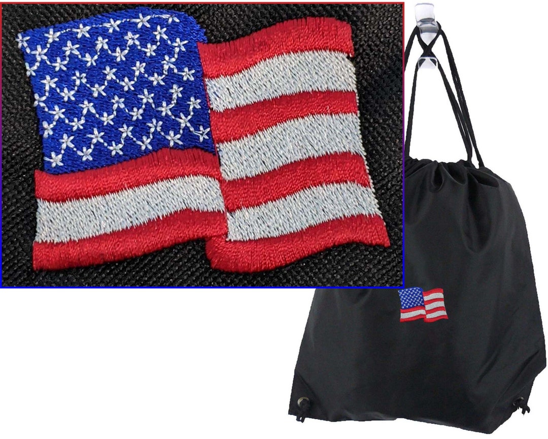 American Flag Monogram on Cinch Bag Backpack Personalized Custom ...