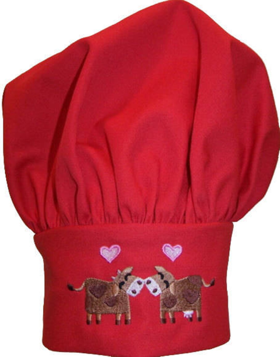 Cows Monogram on Chef Hat Kitchen Cook Toque Milk Farm Moo Puffy