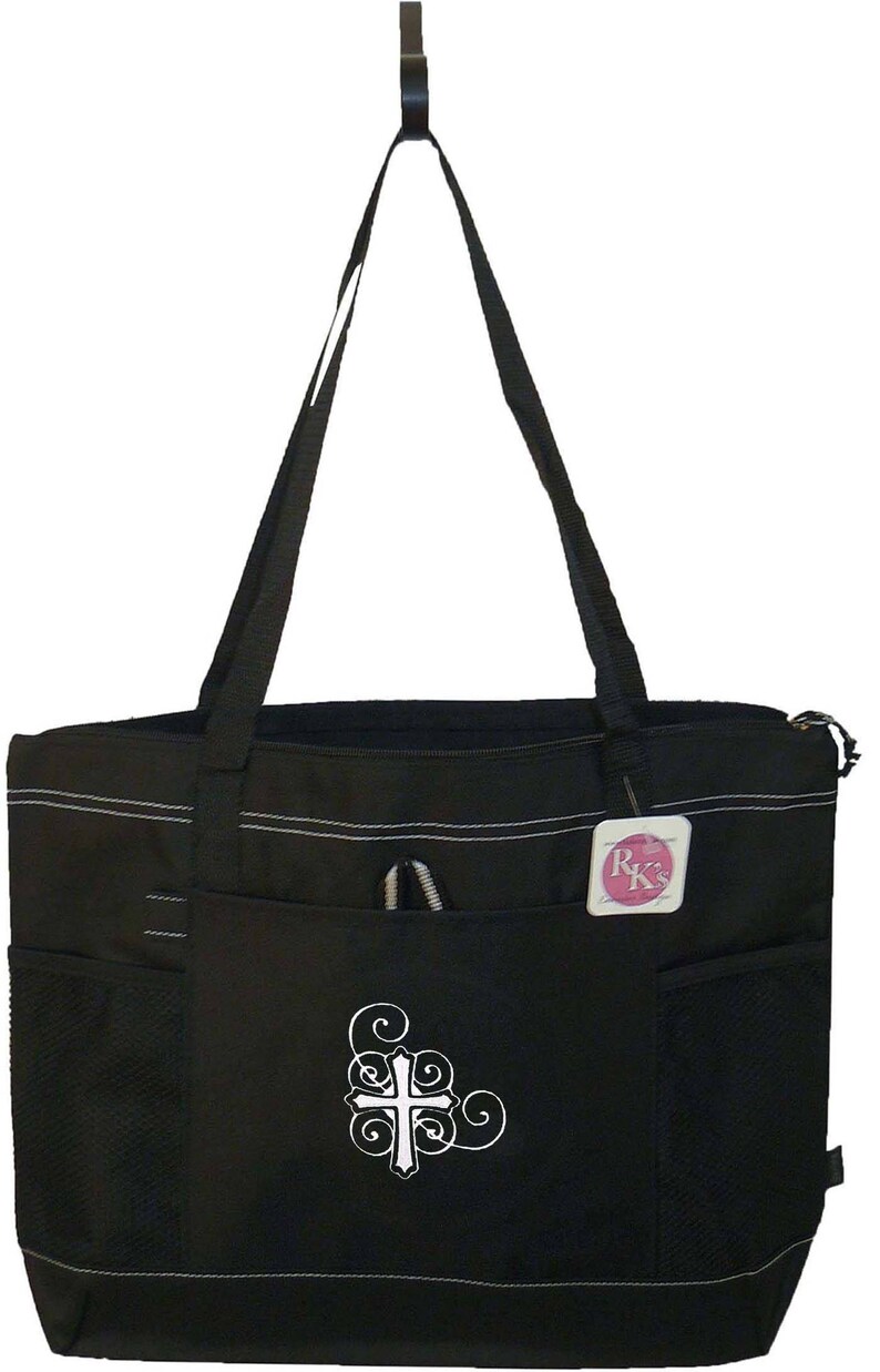 Cross /& Swirls Gemline Select Zippered Tote Pastor Officiant Clergy Religious Sunday School Teacher Bag Free Name