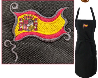 Spanish Flag Monogram on Apron Personalized Custom Embroidered Spain Spain Restaurant BBQ Cookout Kitchen Chef Artist Smock