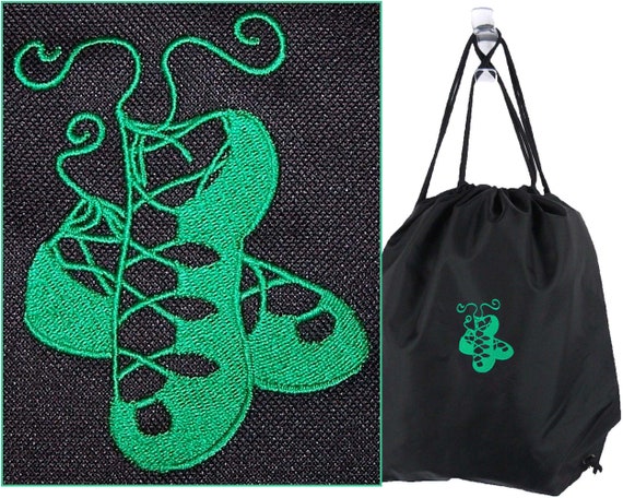 Irish Dance Shoes Monogram Cinch Bag + Name Ghillies Custom Embroidered Drawstring Backpack Il_570xn