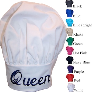 Chef Hat Embroidery Personalized with Custom Lettering Kitchen Toque Monogram Cook Cap You Choose Colors, Text Font Style