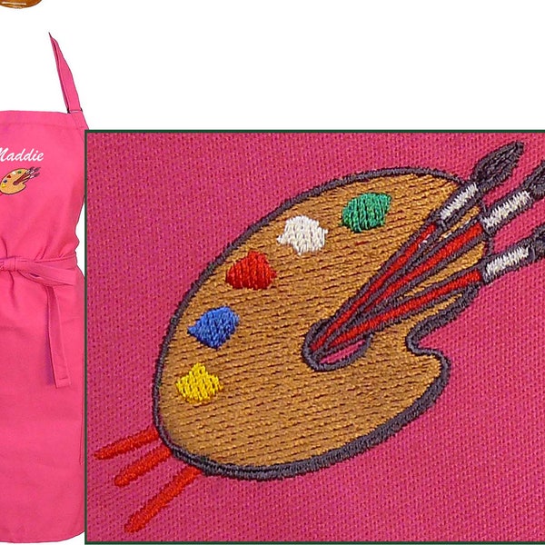 Paint Palette Monogram on Apron Personalized Custom Embroidered Art Smock Artist Art Teacher