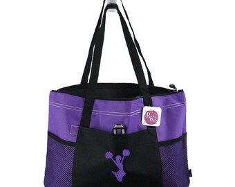 Cheerleader Embroidery Bag Personalized Monogram Zippered Tote Cheer Team Pom Spirit Coach
