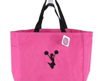 Cheerleader Embroidery on Bag Personalized Monogram | Zipper or without Essential Tote Custom Made Pom