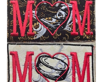 Hockey Mom Heart Embroidered Iron-On Patch Heat Applied Homemade
