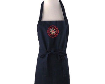 Personalized Firefighter Pocket Apron: Maltese Cross & Axes Embroidery, BBQ Cookout 4 Sizes