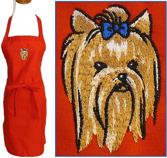 Yorkie Apron Youth Or Adult Size Custom Embroidered + Free Pet Name Animal Shelter Smock Il_570xn