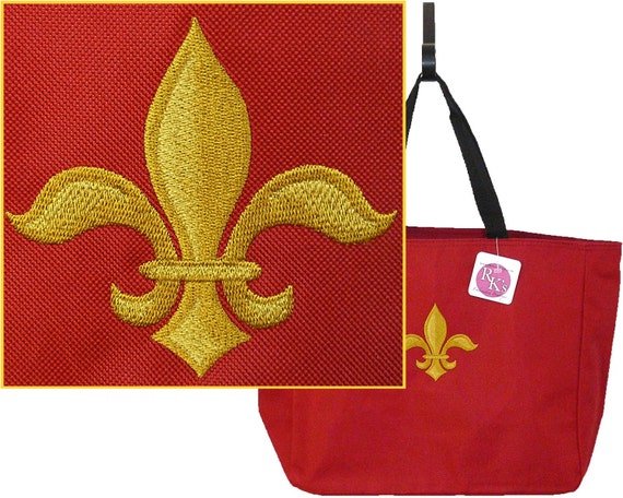 Fleur de Lis Flower Monogram Bag Essential Tote + Free Name Custom Embroidered Sports Team Mascot New Orleans Il_570xn