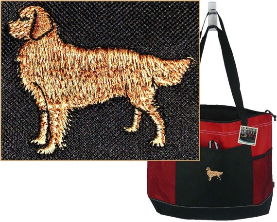 Golden Retriever Gemline Zippered Tote Custom Doggy Daycare Bag + Pet Name Monogram Show Breed Custom Embroidered Breeder Groomer Gift Il_570xn