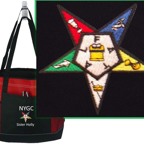 Order of the Eastern Star Monogram on Bag Gemline Select Zippered Tote Embroidered Freemasonry Masonic Fraternity