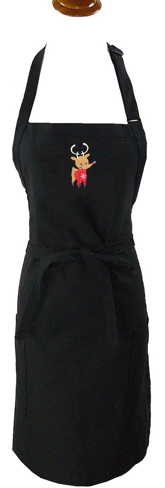 Cute Christmas Reindeer Reindeer Apron Youth Or Adult Size Embroidered Holiday Baking + Free Name Art Smock Adorable Holiday Gift Chef Il_570xn