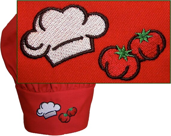 Chef Hat & Tomatoes Chef Hat Child or Adult Size Custom Embroidered Cookout Barbecue Il_570xn