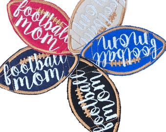 Football Mom Patch Embroidered Ball Team Colors Iron-On, Heat Applied or Hood & Loop Homemade