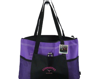 Gymnastics Balance Beam Gymnast Embroidery on Zipper Bag Tote Monogram