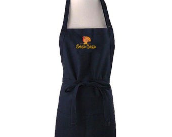 Embroidered Turkey Pocket Apron, Gobble Gobble Thanksgiving Kitchen Chef 4 Sizes
