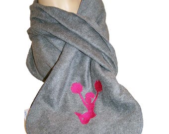 Cheerleader Embroidery on Scarf Personalized Monogram Fleece Custom Made Cheer Pom Team Mom Squad