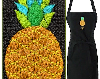 Pineapple Embroidery on Apron Personalized 4 Sizes Kitchen Chef Art Smock Custom Monogram Fruit