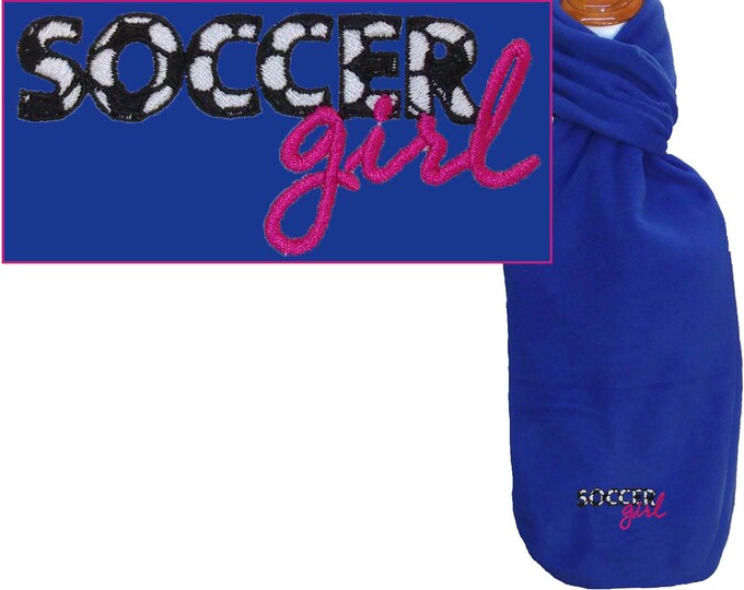 Soccer Girl Monogram on Scarf Personalized Fleece Warm Winter Sports Team Gift