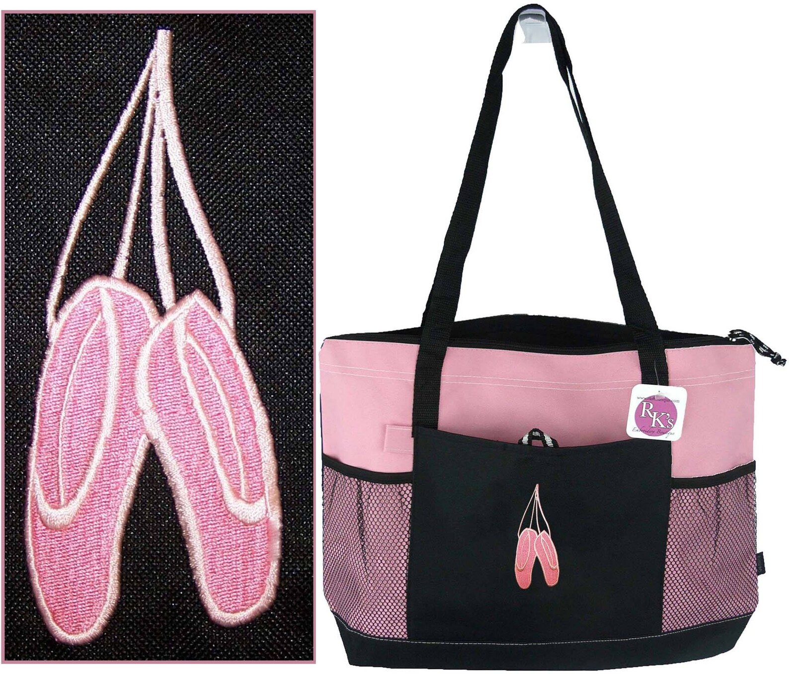 ballet shoes monogram bag gemline select zippered tote ballerina dancer + free name custom embroidered instructor gift