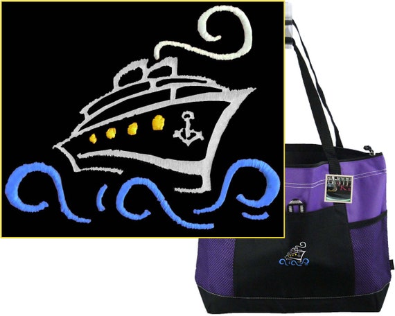 Cruise Ship Gemline Select Zippered Tote Bag Nautical Custom Embroidered + Free Name Honeymoon Vacation Il_570xn