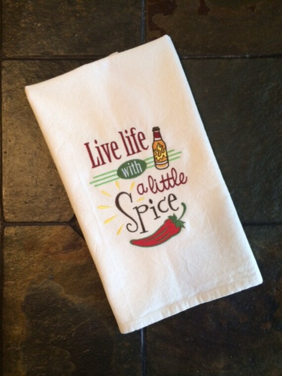 Buon Natale Kitchen Towel.Live Life With A Little Spice Embroidered Tea Towel Flour Etsy