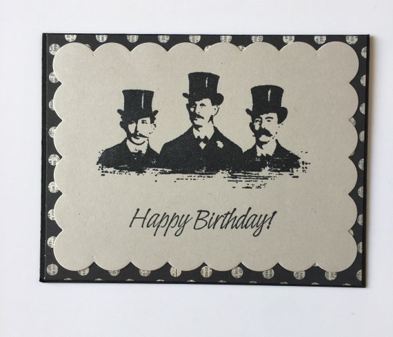 masculine happy birthday handmade vintage style card etsy