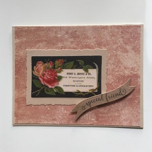 Handmade Vintage Greeting Card - Just For You or Special Friend Sentiment