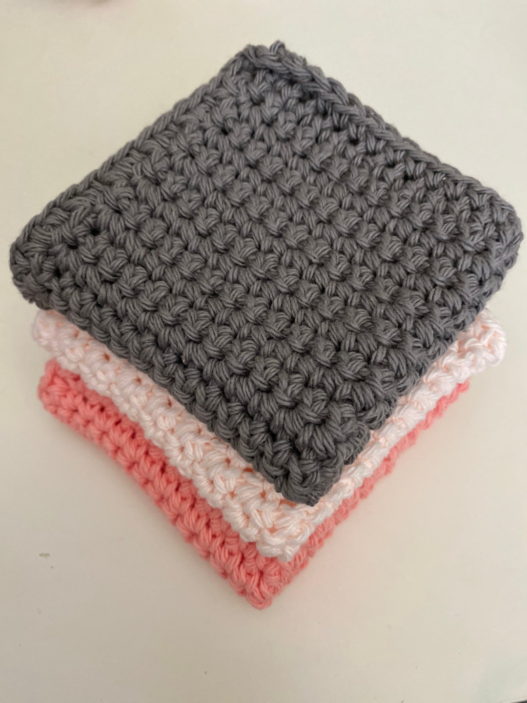 3 Crochet WashCloths Dishcloths Baby Wash Cloths Cotton Etsy.de