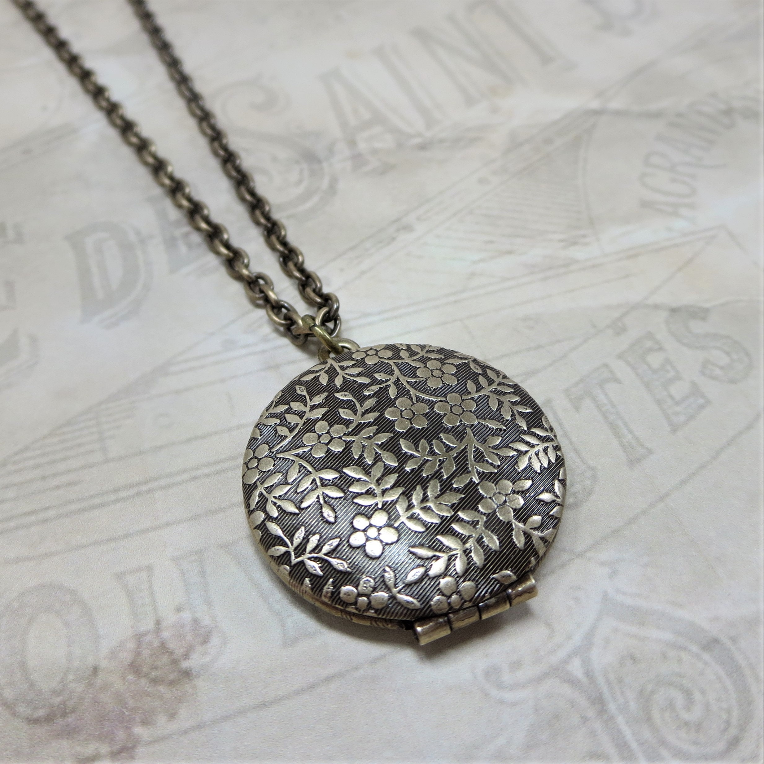 Rose Gold Locket Round Locket Rose Gold Flower Locket Photo | Etsy