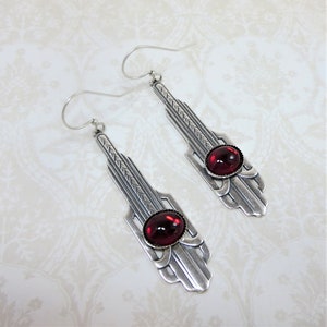 Art Deco Earrings Red Art Deco Earrings Ruby Red Earrings July Birthstone Bridal Wedding Jewelry Gift