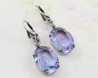 Alexandrite Earrings, Vintage Swarovski Jewels, Lavender Earrings, Jewelry, Gift