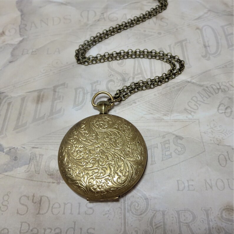 Pocket Watch Locket Vintage Locket Large Round Locket Etsy