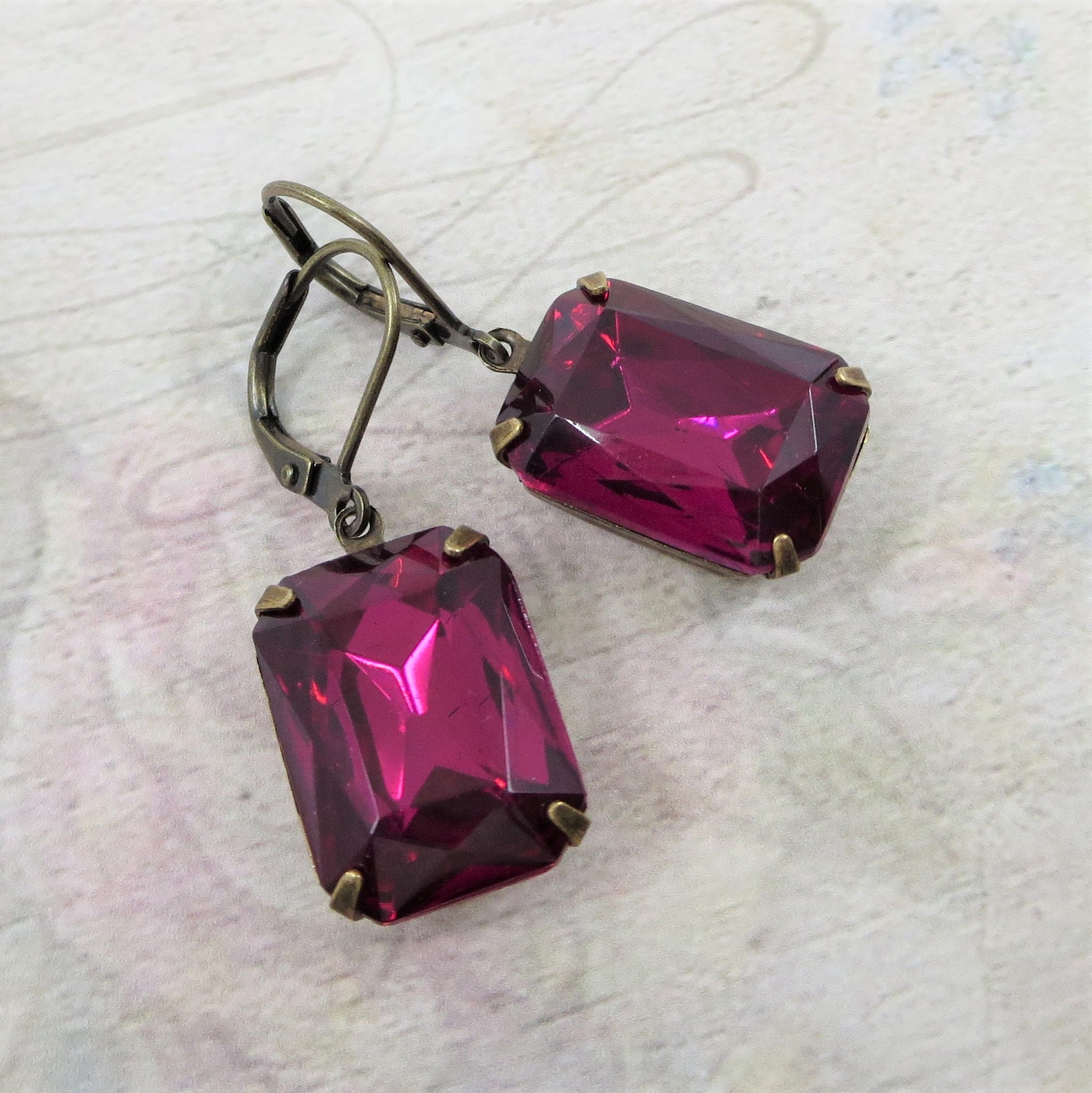 Black Diamond Fuchsia Poppy Earrings