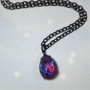 Mexican Opal Necklace Dragons Breath Necklace Mexican Glass Opal Necklace Pendant Jewelry Gift